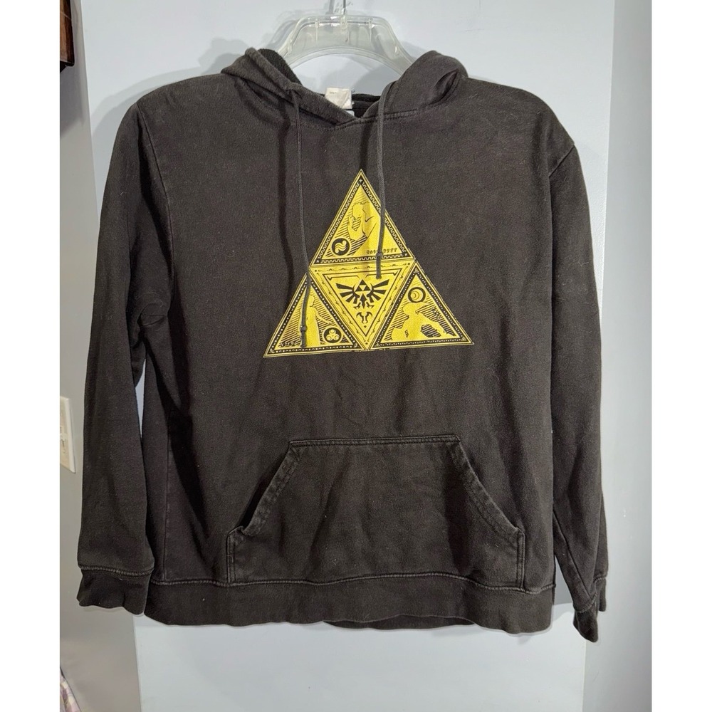 Legend of Zelda Nintendo black‎ retro Triforce Silhouette hoodie unisex Large